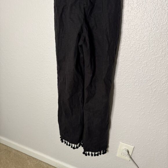 Stone Cold Fox Naples Black Strapless Jumpsuit Size 1 S Linen Tassel Fitted Chic - Picture 13 of 16